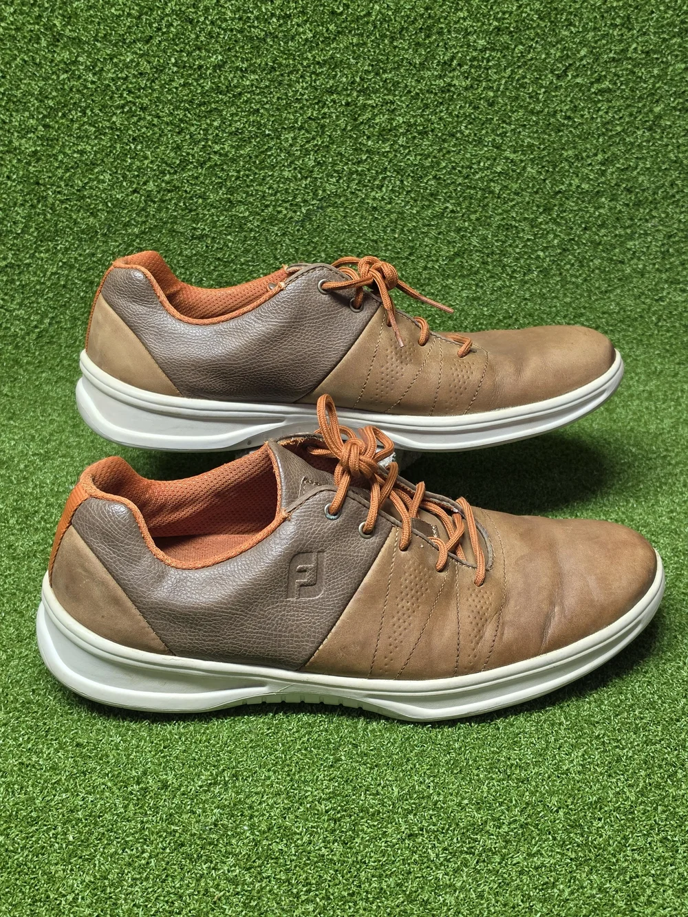 FootJoy Shoe Men Size 9.5 M Contour Casual Brown Leather Spikeless Golf Sneaker